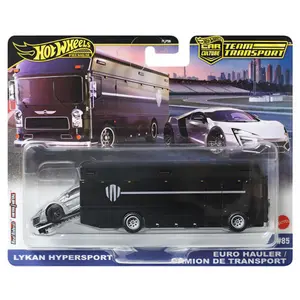 Hot Wheels Team Transport Lykan Hypersport / Euro Hauler #85, 1:64 Scale, Diecast Model Car, Brand New Sealed