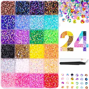 30000PCS 24-Color Jelly Synthetic Rhinestones Beads Bedazzling Kit, 3mm Flatback Resin Beads Rhinestone Bedazzling Kit for Craft Art, Nail Art, Shoes