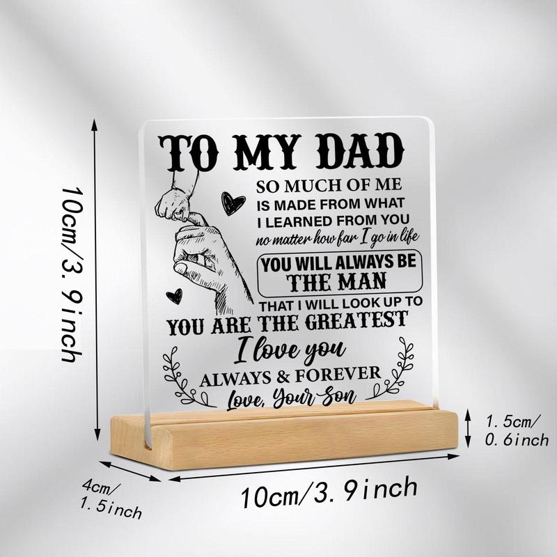To My Dad Letter-Patterned Acrylic Ornament, Creative Desktop Decoration, Acrylic Plaque Sign for Home & Office, Desk Decoration Ideal for Dad Gifts #TOP PICKS