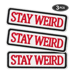 3PCS Stay Weird Embroidered Patch, Iron-On or Sew-On Patch, Decorative Patch