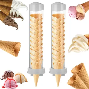 16'' Commercial Ice Cream Cone Dispenser 2PCS - Self Adhesive Wall Mount Cone Holder Fits Most Cones & Waffle Cones, Easy to Clean for Coffee Donut Store Ice Cream Machine