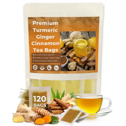 Turmeric Tea, Ginger Cinnamon Herbal Blend, Organic Tea, Handmade Herbal Infusion – No additives, caffeine-free, 100% natural