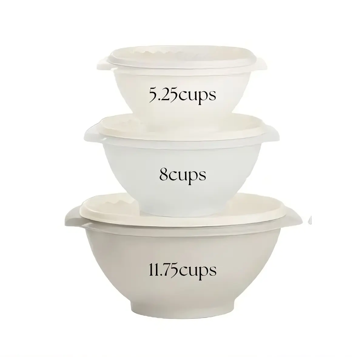 Servalier Heritage Collection Food Storage Containers Set of 3 5.25c, 8c, 11.75c with Airtight Lids & Stackable Design for Easy Kitchen Organization
