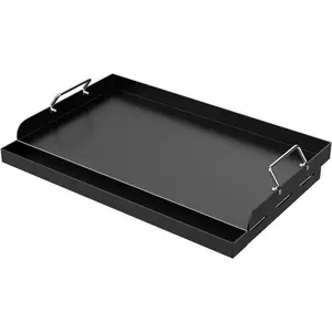 25" x 16" Nonstick Carbon Griddle for Gas Grill – Flat Top Griddle Insert with Tray, Large Griddle BBQ Cooking Camping Parties & Tailgating