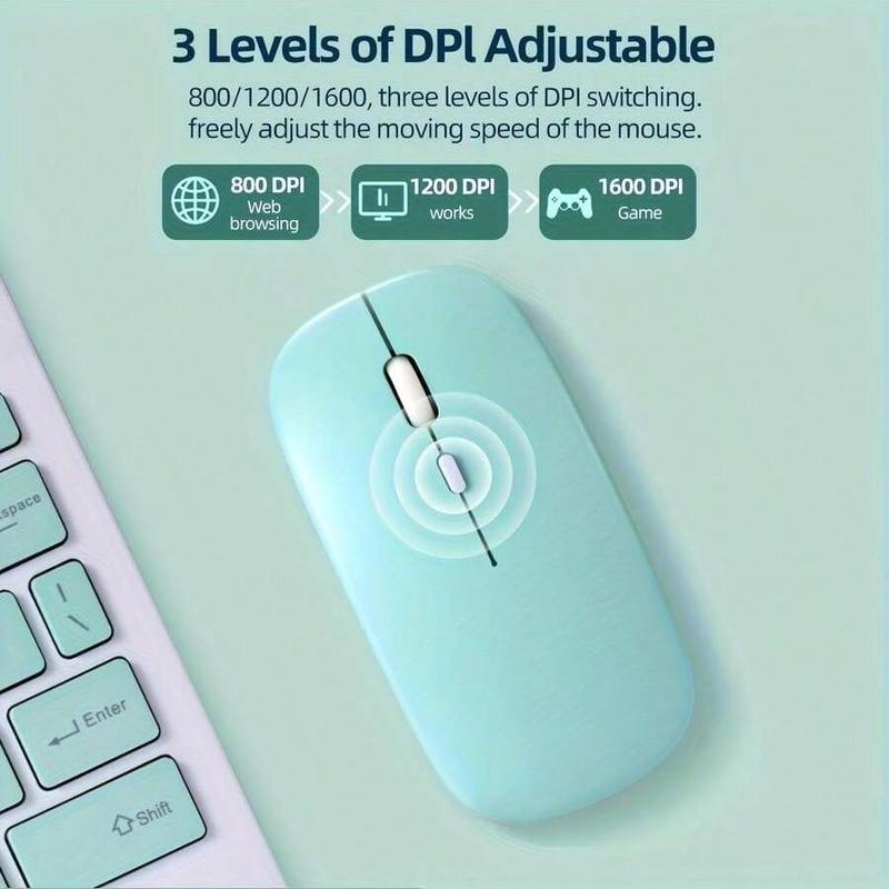 Macaron Color Plastic Wireless Silent Mouse, Universal Wireless Mouse for iPad, Laptop, Android, Windows Tablet, Rechargeable Battery