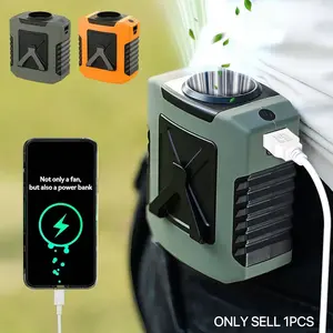 4 in 1 Portable Fan, 8000mAh Waist Clip Fan, Neck Fan with SOS Light, Wearable Belt Fan for Work, Hiking, Fishing, Camping, Lighting and Power Bank