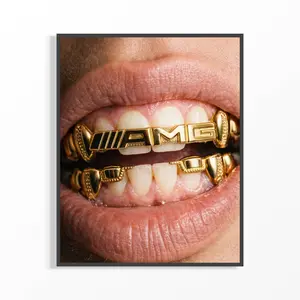 Luxury Grillz Poster Hip Hop Jewelry Wall Art Iced Teeth Style Rap Culture Print Streetwear Room Decor Modern Wall Decor