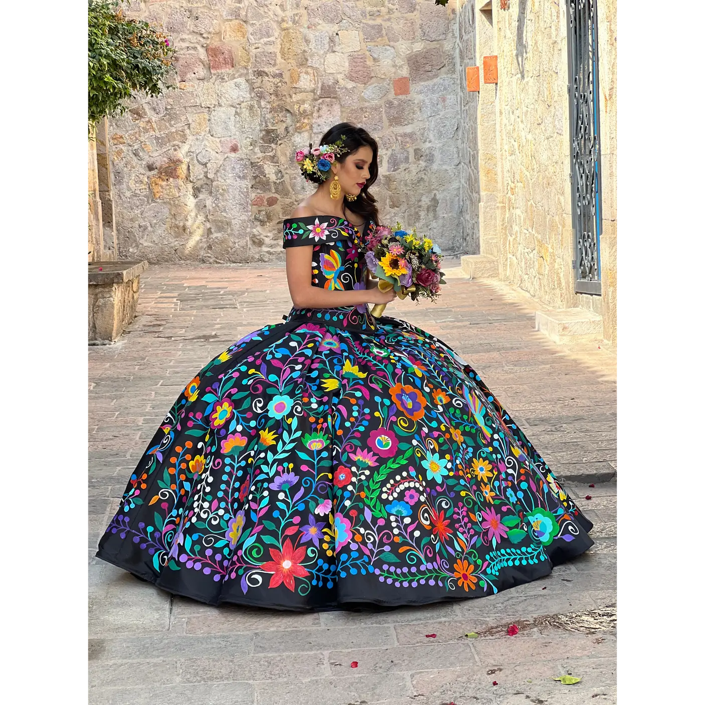mexican prom dress Embroidered Evening Traditional Sourcing Brought Online Julieta Floral Dress. Mexican Artisanal
