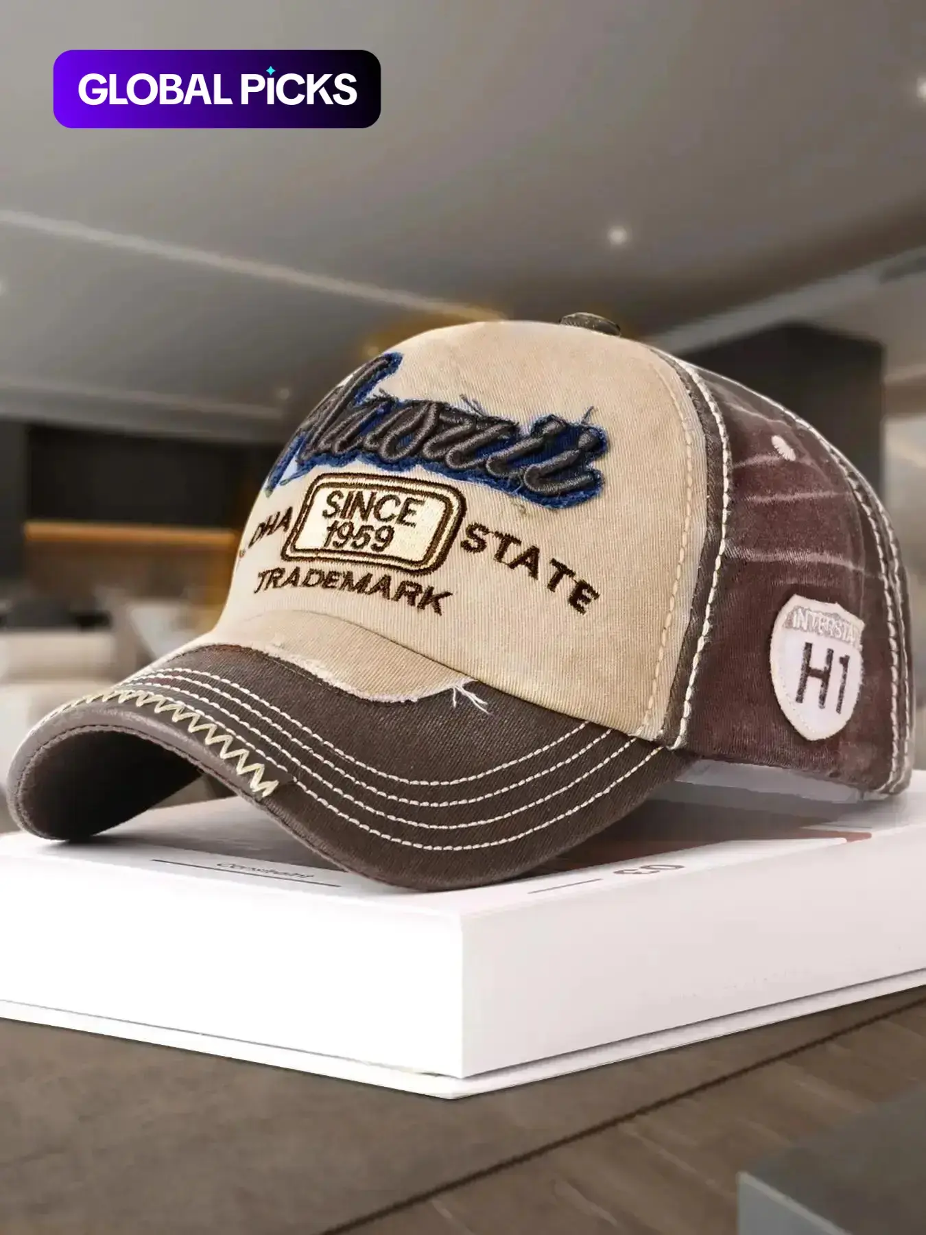 Letter Embroidered Patchwork Soft Cool Baseball Cap, Casual Visor Hat for Men & Women, Vintage All-match Outdoor Sports Hat for Daily Use