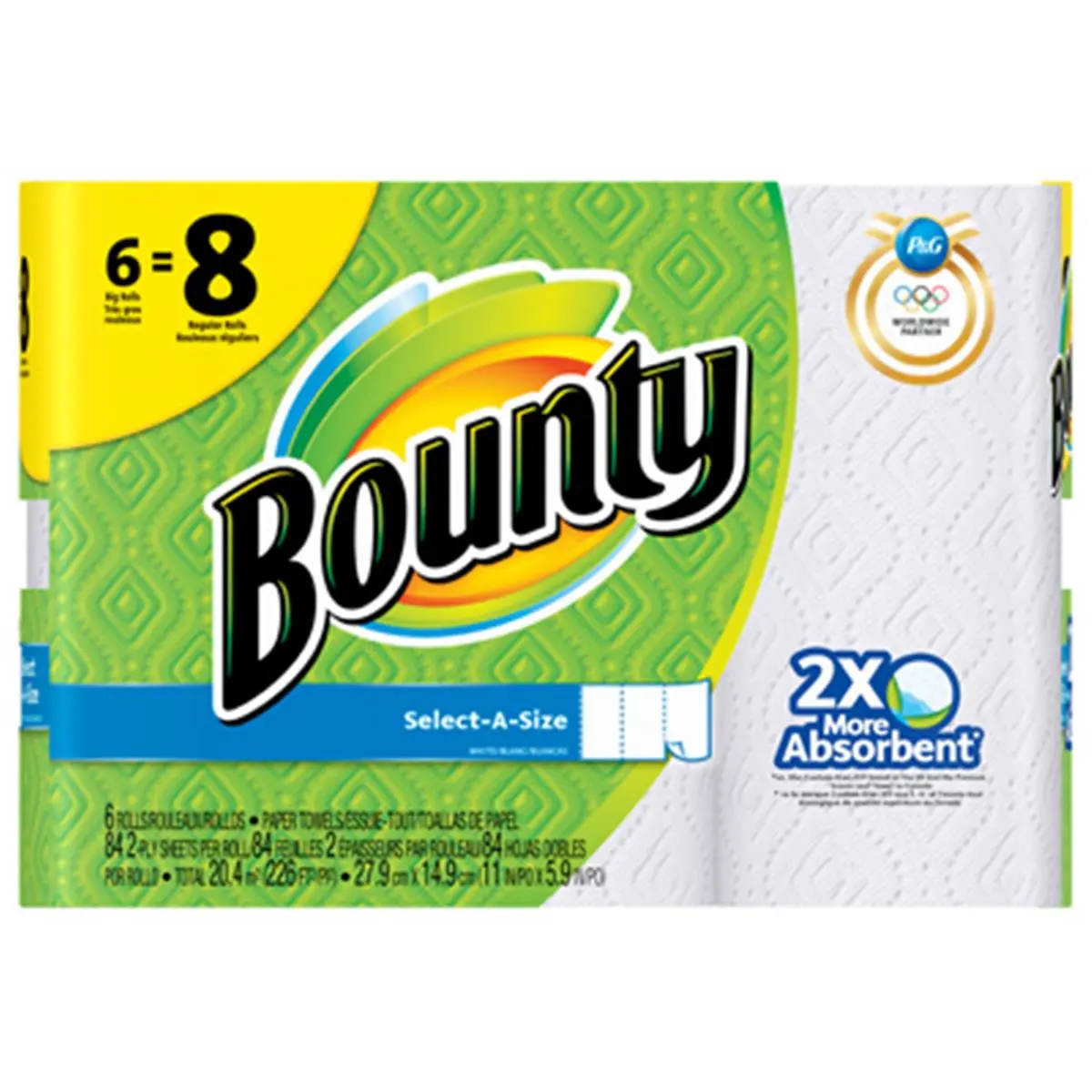 True Value 207666 Select-A-Size Bounty Paper Towels, 6 Rolls, Sheets, Kitchen, Super Absorbent, 84 Sheets