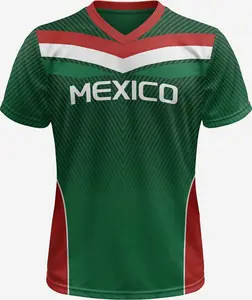 Mexico 2026 V-Neck Soccer Jersey - Green Mexico Flag Fan Shirt Herringbone Pattern, Mexico Jersey for fans, The Big Tournament 2026 Inspired