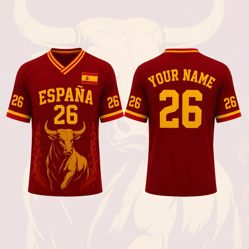 Custom Personalized Spain Football Jersey for Men & Women – Add Your Name & Number, Soccer Fan V-Neck Sports Shirt, Breathable Lightweight Athletic Tee, Perfect Gift for Him, Birthday, Father’s Day, Mother’s Day, Christmas & Thanksgiving