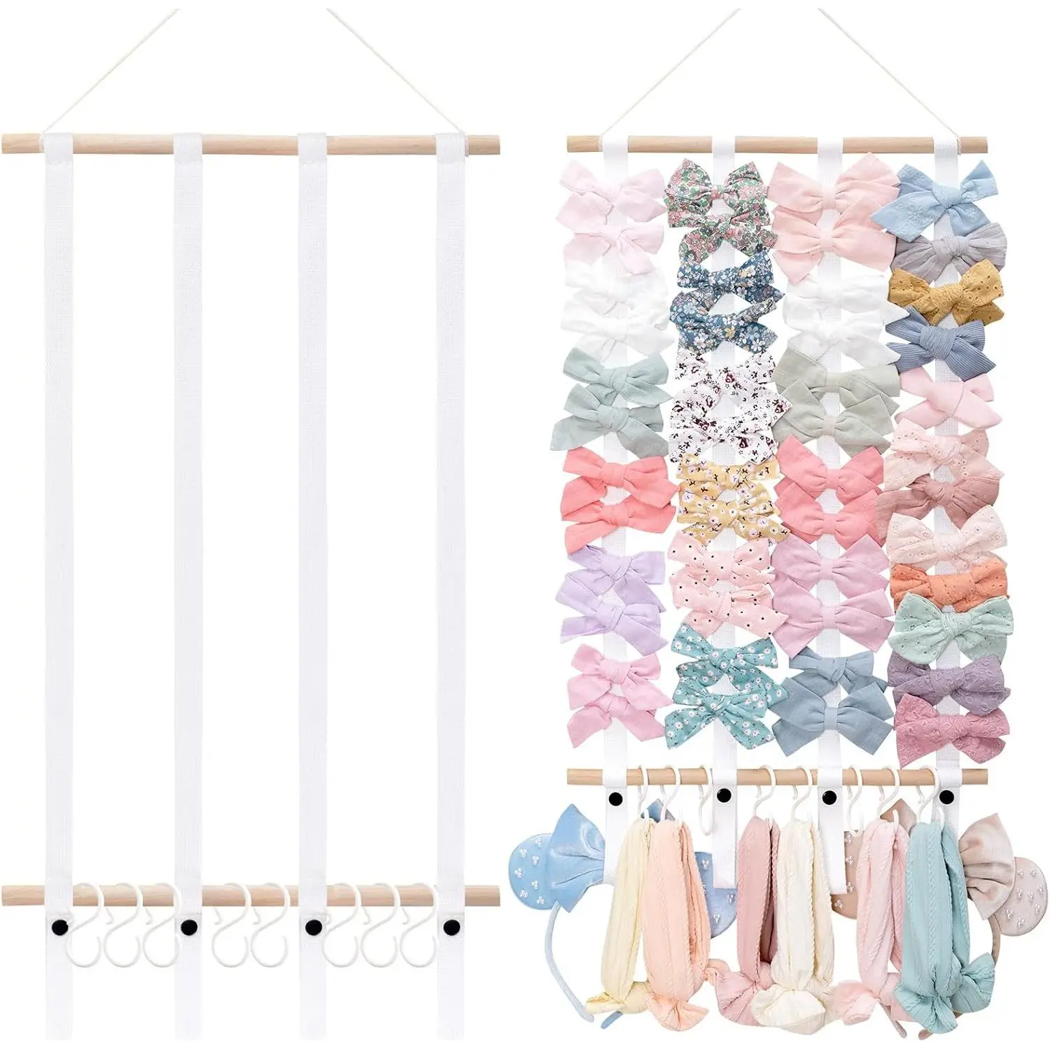Hair Bow Holder Organizer for Girls,Hair Clips Headband Organizer Storage Wall Hanging  Decor for Girls Room