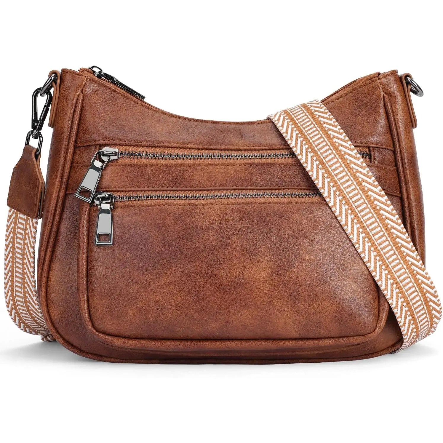 Crossbody Bags for Women Leather Purse Trendy Multi Pocket  Handbags with Adjustable Guitar Strap