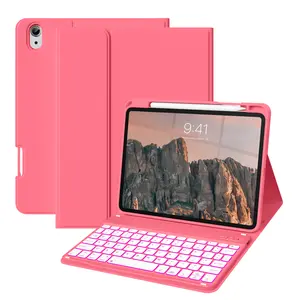 （No Tablet）Keyboard case Compatible with Pad Air 11 inch (M3/M2, 2025/2024)/ iPad Air 5th/4th Generation (2022/2020) 10.9 inch /iPad (A16) 11th/10th Generation 11/10.9 inch (2025 /2022) , Detachable Backlit Keyboard Folio with Pencil Holder