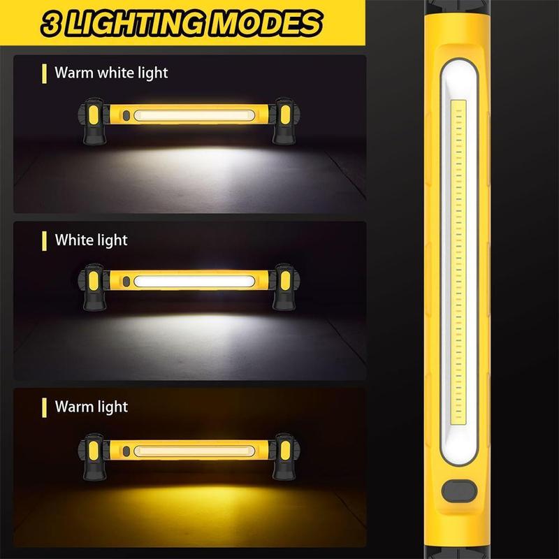 LED Under Hood Light 3000LM, Magnetic Work Light Bar with Hooks, 5200mAh Rechargeable Cordless Garage Light