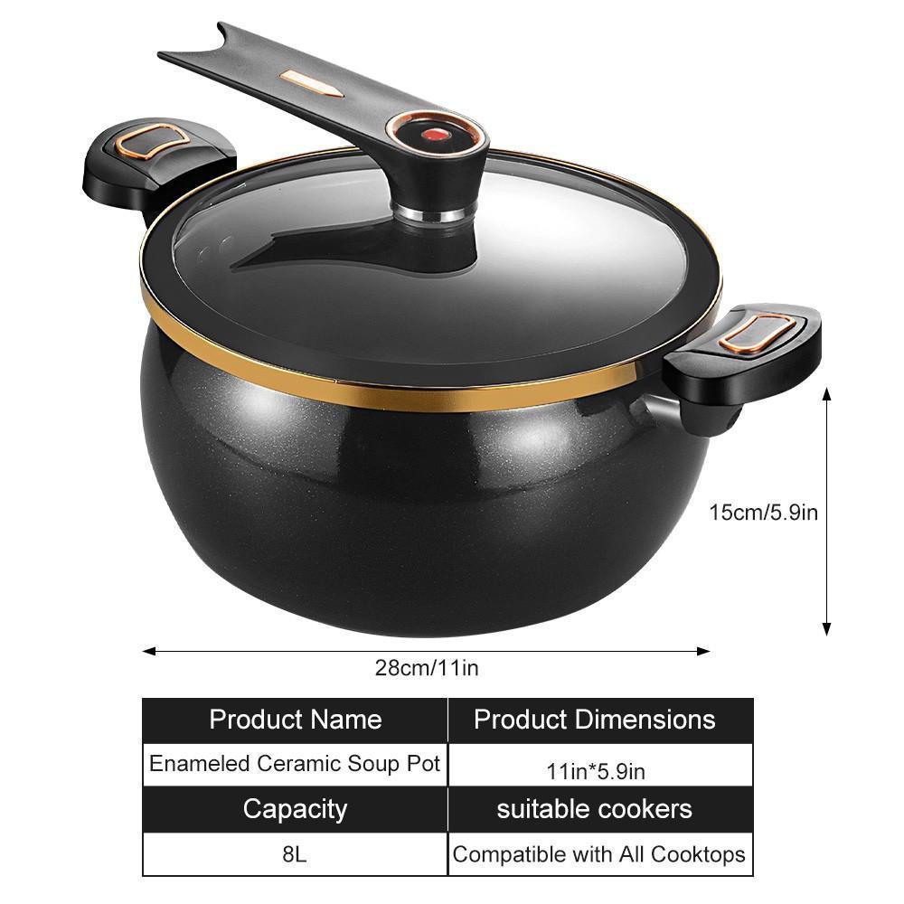 8.45Qt Micro Pressure Cooker with Nonstick Interior, Safety Valve & Tempered Glass Lid for Fast One-Pot Meals, Gas Stovetop Compatible