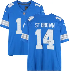 Amon-Ra St. Brown Detroit Lions Autographed Nike Blue Vapor Fuse Limited Jersey with "One Pride" Inscription - Fanatics Authentic Certified