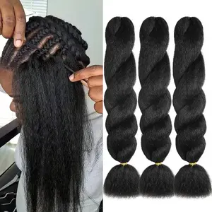 26 Inch Kinky Straight Vixen Crochet Hair Bundles – Natural Black Yaki Premium Synthetic Fibers for Black Women Hair Extension(1B #   , 26inch(pack of 3)