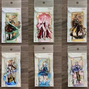 Game Genshin Impact Cosplay Metal Bookmark Gliter Hu Tao Venti Nahida Kazuha Xiao Klee Props Cards Key Chains Accessories Gift