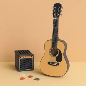 1/2/4pcs Guitar Pick Box, Vintage Speaker Design, Includes Five Random Color Picks, Portable Storage Case, Durable Plastic Material