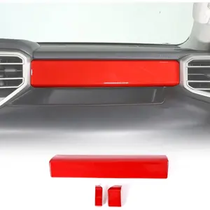 ABS Central Control Dashboard Panel Decorative Panel Fit for Toyota Tundra 2022 2023 Instrument Panel Driving Position Side Trim-3pcs (Red)