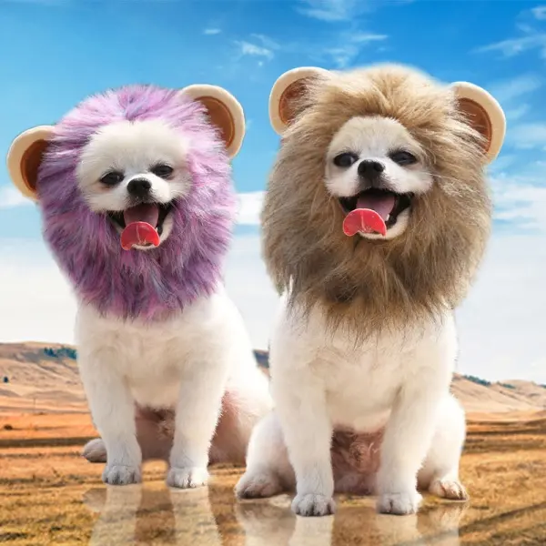 Pet Lion Mane Wig Hat, Halloween Lion Costume Headwear for Cats Small Dogs, Furry Animal Cosplay Party Head Accessory