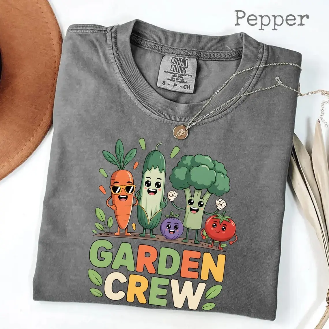 Comfort Colors Garden Crew T-Shirt, Cute Vegetable Characters Graphic Tee, Funny Gardener Shirt, Veggie Lover Gift, Unisex Soft Cotton Tee
