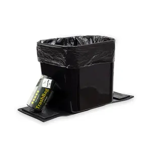 Keep Your Car Clean!  Haussimple Car Trash Can with Stability Flaps & Magic Strips Free Trash Bag Roll Liners Black