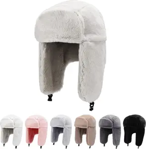 Winter Hats for Men Womens Fur Hats Russian Ushanka Trapper Hat with Ear Flaps Warmer for Adult