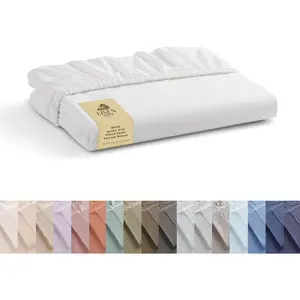 100% Cotton Percale Weave Fitted Sheet Queen Size White Deep Pocket Fitted Sheet Fits Mattress Upto 16" Crisp and Cool Strong Bed Linen 60"X80"+15"