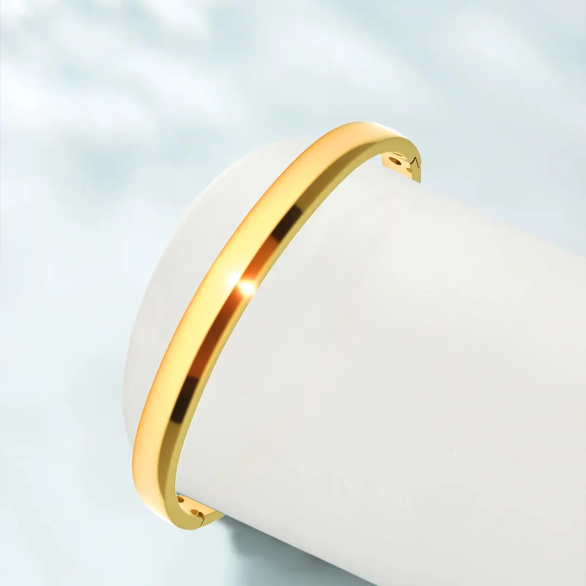 Women's Metal Bracelet: 18k Gold Plated Waterproof Bracelet, No Discoloration, Oval Cuff, Openable, 18k, Gold Jewelry