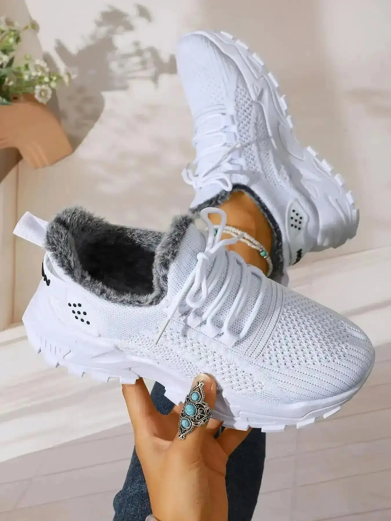 Women's Airy Sport Shoes Walking Warm Lined Daily Snow Boots Footwear Comfy Outdoor Indoor Wear Travel Use Stretch Slip Resistant Versatile Summer Chunky Heel Padded Stylish Loaf Multi Purpose lightweight active
