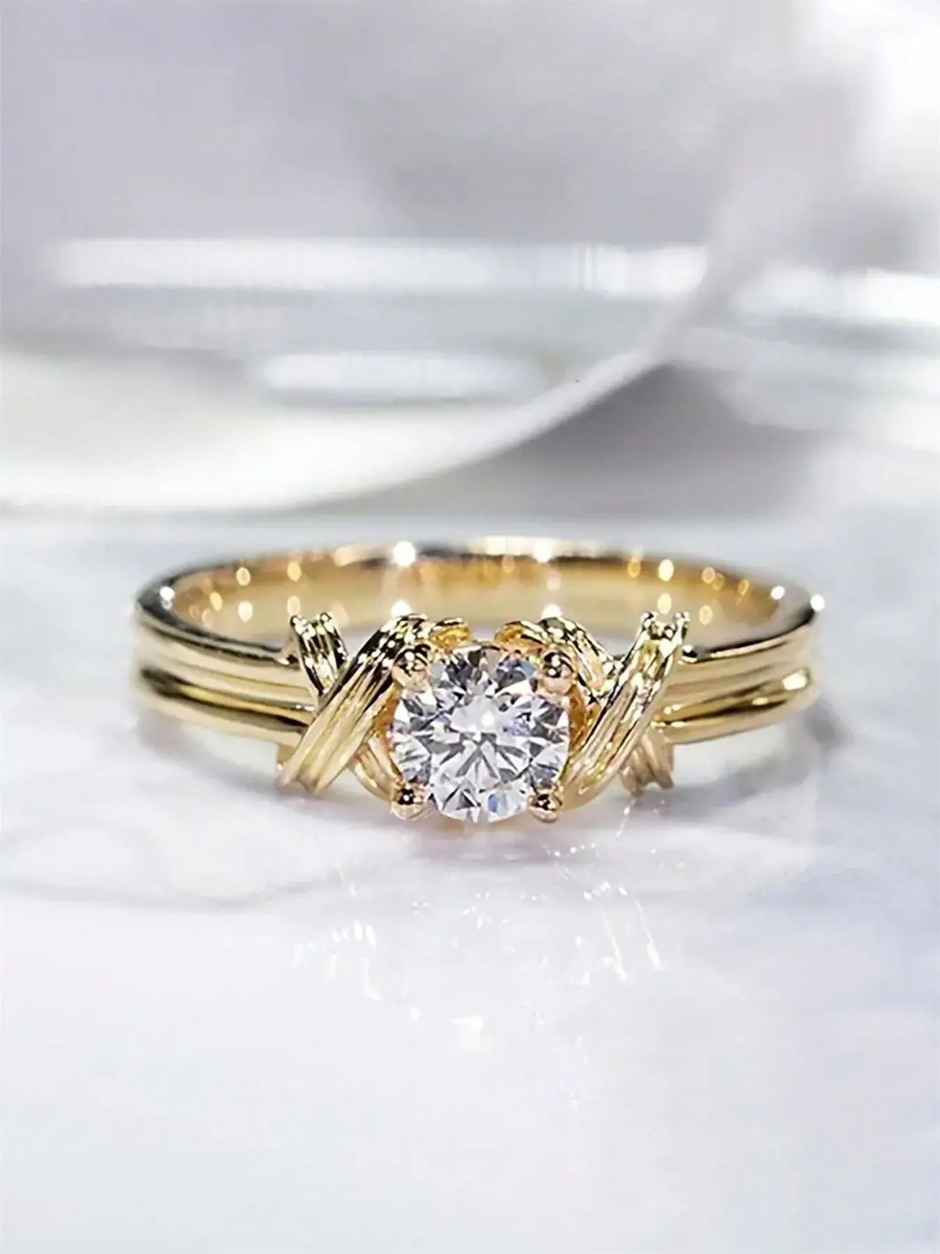 1 PC Gorgeous Cubic Zirconia Ring For Women For Wedding Anniversary Jewelry Gift Stackable Ring