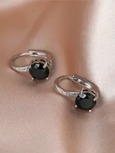 1 Pair Rose Golden 7mm Round Cut White Created-Sapphire Purple Amethyst Champagne Topaz Hook Earrings Birthstone Drop Dangle Earrings