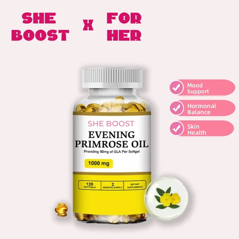 Evening Primrose Oil Softgels for Women, Support Mood & Hormone, Skin Health Supplements, Made from natural Ingredients, 120 Capsules