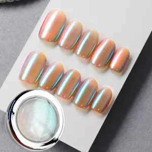 Aurora Color Changing Nail Powder, Neon DIY Nail Art Decor, Iridescent Glitter, Optical Illusion Nail Powder, 0.3g Piece, Manicure Supplies