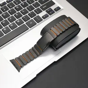 Titanium Rubber Band for Apple Watch Ultra 3 2 49mm 46mm 45mm 44mm Men No Gaps Strap for Iwatch 11 10 9 8 7 6 5 4 Se3 Bracelet Smart Watch Straps