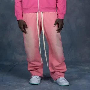 Stacked and Flare Sweatpants Pink Wash Effect 440GSM #36