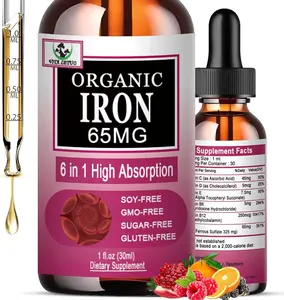 Iron Supplement for Women with Vitamin C,6-in-1 Liquid Supplement w/Vitamin B12,Vitamin B6,High Absorption Blood Builder Iron Drops for Red Blood Cells & Immune Support,Non-GMO, Gluten Free