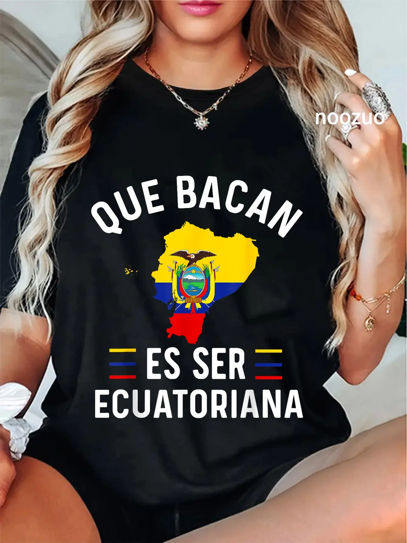 100% Cotton Ecuador Ecuadorian Flag T-Shirt Ecuadorian Woman Women T-Shirt