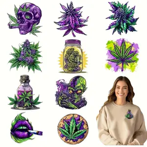 Marijuana Themed Heat Transfer Sticker, DIY Washable Heat Transfer Decals, DIY Decorative Sticker for Clothes, Jeans, Backpacks, Crafts