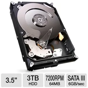 Seagate Technology  HDD Barracuda 64MB 3TB SATA III 6Gb-s 7200rpm Bare Drive