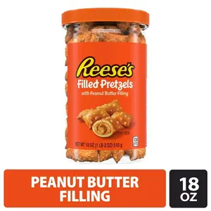 Mothers Day Deal Filled Pretzels, Peanut Butter Pretzel Nuggets, Crunchy, Ready to Eat, Sweet and Salty Snack, 18oz Jar