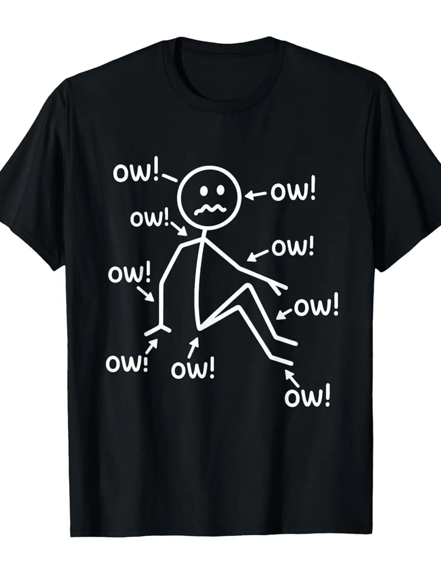 Chronic Pain Awareness T-Shirt, Featuring a Smiling "Ow" Character And Fibromyalgia Symptoms Design - a Soft And Comfortable Crew-Neck T-Shirt, Unisex, Suitable for Everyday Wear