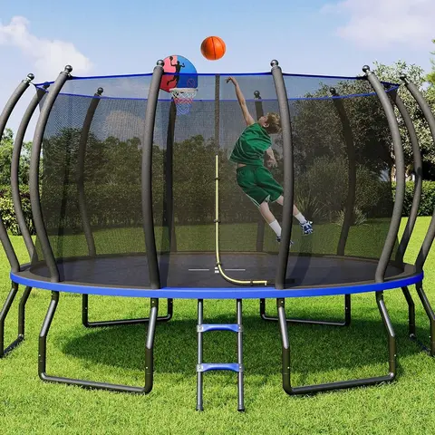Amerlife 8 FT Round Home Trampoline for Kids - Outdoor Indoor, Recreational Sports Trampoline, Heavy Duty Steel with Safety Enclosure Net, Curved Poles, Ladder, ASTM Approved, Snap-On Setup  #TikTokShopBlackFriday #cozy home