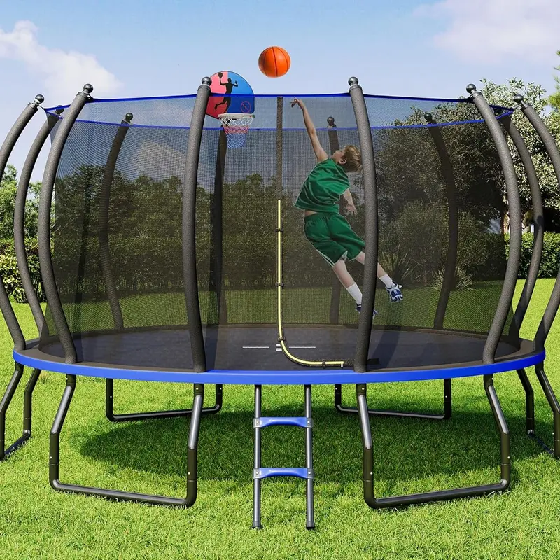 Amerlife 8 FT Round Home Trampoline for Kids - Outdoor Indoor, Recreational, Heavy-Duty Steel, Safety Enclosure Net, Curved Poles, Ladder, ASTM Approved, Easy Installation #TikTokShopBlackFriday #cozyhome