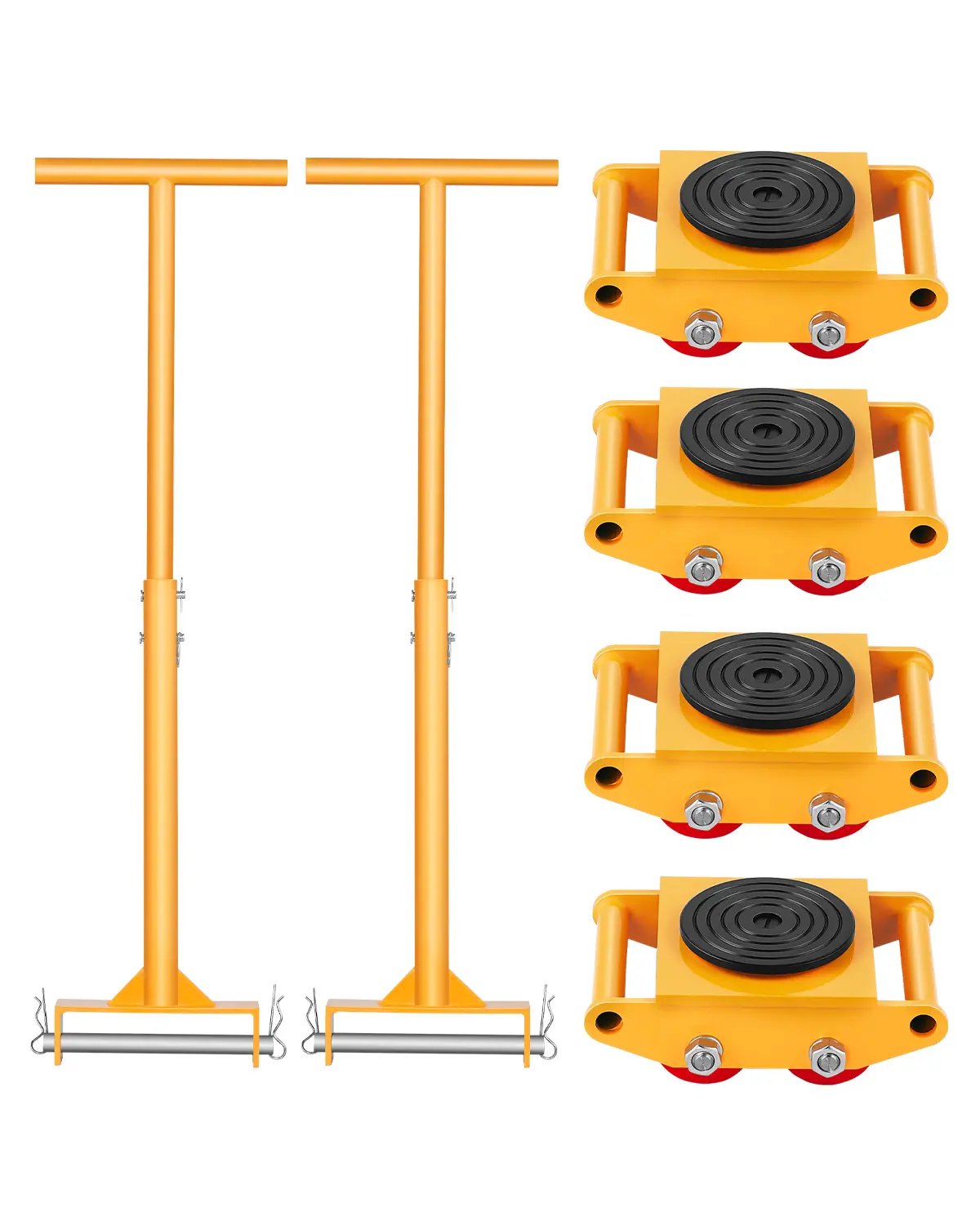 【summerfinds】VEVOR Machine Skate, 6T Machinery Skate Dolly, 13228 lbs Machinery Moving Skate, Machinery Mover Skate with 360° Rotation Cap and PU Directional Rollers, Heavy Duty Industrial Moving Equipment, Yellow