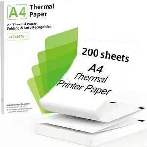 100/200 Sheets A4 Thermal Printer Paper, Continuous Foldable Printing Paper, Portable Thermopaper for Home Office School Travel, Office Stationery Supplies
