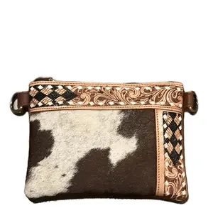 Leather and Real hair on hide crossbody/wristlet